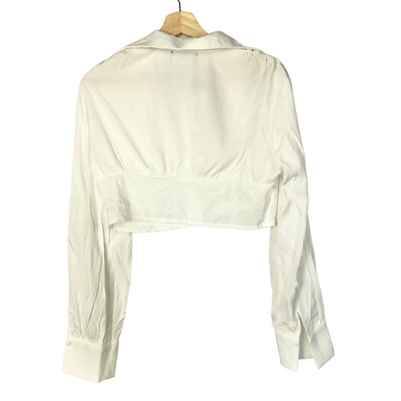 Cider White Peasant Crop Long Sleeve Blouse L - Picture 2 of 4